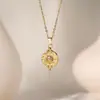 Colar Pingente Geométrico Ouro 18K Personalizado Luxo Acessível Olho Grego Quadrado Pinheiro Azul Redondo Cor Sol Lua Zircônia para Mulheres