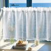 Cortina Curta Transparente de Gaze com Bordado de Gatinho Cortina de Café Disponível para Janela de Canto de Quarto Cortina de Porta Cortina de Café Meia Cortina