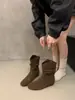Botines Otoñales Maillard de Tacón Oculto Apilados Arrugados para Mujer 2026 Nuevos con Punta Redonda Botas Vaqueras Versátiles