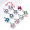 Colgante colorido en forma de corazón con incrustaciones de diamantes, accesorios de joyería hechos a mano para bricolaje, pendientes, llaveros, pequeños colgantes de aleación electrochapada