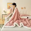 Manta jacquard de gofre de doble cara de forro polar para comercio exterior transfronterizo, manta de lana de cordero, manta multifuncional de ocio, manta para sofá de oficina