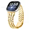 Aplicable a la correa de metal para reloj inteligente Fitbit Versa 4, correa de acero de tres eslabones universal delgada para Versa 3