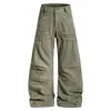 Pantalones cargo de diseño deconstruido retro americano, lavados y desgastados, con forma de guadaña, para hombre y mujer, pantalones casuales de otoño, plisados, holgados, de pierna ancha