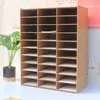 Estantería de escritorio de varios niveles con 30 compartimentos para papel A5, estantería para oficina y estudiantes, marco de madera, estante de almacenamiento de madera, caja de almacenamiento