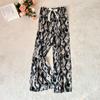 Pijama de Seda de Algodão Pijama Feminino de Verão Fino Seda de Algodão Primavera e Outono Para Usar Fora Solto Longo Casa Ar Condicionado Novo Calça de Perna Larga