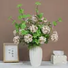 Hortênsia de Madeira Artificial Ramo Único Bola de Neve da Sorte com 3 Pétalas Arco de Corredor de Casamento Flor Artificial Decoração de Casa Fabricante em Estoque