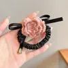 Goma para el pelo satinada floral Maillard para mujer, alta elasticidad, liga para el pelo duradera que no daña el cabello, accesorio elástico para el pelo