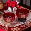 Cuenco de Boda, Dote de Novios, Taza de Té, Cuenco de Cerámica, Juego de Palillos y Cuchara, Suministros de Boda