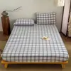 2026 Nuevo Algodón Puro Hilo Teñido Algodón Lavado Artículo Individual Sábana Ajustable Sábana Ajustable Individual Funda de Almohada Juego de Tres Piezas