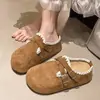 Pantuflas Redondas de Diseñador Estilo Coreano Únicas para Mujer, Nuevas de Primavera/Verano 2025, Elegantes y Populares, Pantuflas Cerradas Estilo Bosque para Mujer