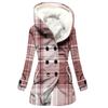 Gabardina de invierno para mujer, abrigo con capucha y estampado a cuadros 3D grueso, estilo europeo y americano, venta al por mayor, 2023