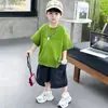 Traje de Verano de Mezclilla en Relieve para Niños 2026 Nuevo Elegante de Moda Conjunto de Dos Piezas para Niños