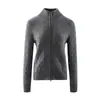 Nuevo cárdigan de punto trenzado de lana de cachemira para mujer Otoño/Invierno 2026, cuello alto medio, color liso, con doble cremallera