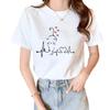 Tela de poliéster popular en línea popular verano mujeres estampado nuevo estilo cubre carne puesto francés una pieza entrega camiseta