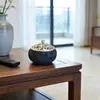 RONG MAKE Cenicero de Concreto Negro Estilo Zen y Quemador de Incienso con Tapa de Metal-Diseño Vintage Chino