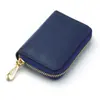 Camada Superior de Couro Bovino RFID Porta-Cartões Múltiplos Porta-Cartões Masculino Porta-Cartões Feminino Couro Patenteado Carteira de Couro com Zíper Anti-roubo Escova
