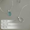Bajo el Árbol Banyan Collar de Plata S925 Ovalado Aguamarina Piedra Lunar Femenino Nicho Ins Celebridad de Internet Cadena para Clavícula Regalo para Novia