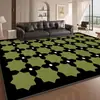 Tapete de pelo alto em laço vintage verde para sala de estar em casa, cobertura total de área grande, resistente ao desgaste, resistente à sujeira, fácil de manter, tapete antiderrapante