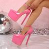 Sandalias de Tacón Alto Estilo Nuevo Verano 2026 Europeas y Americanas para Mujer, Tacones de Exportación Muy Altos de Una Sola Correa de Charol con Suela Gruesa Tallas Grandes