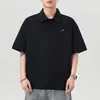 Camisa Polo masculina de peso pesado 240g, novo estilo verão 2026, camiseta de manga curta com gola de lapela, top casual solto masculino