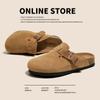 Pantuflas Boken para Mujer Primavera y Otoño Nuevo Conjunto Punta Abierta Media Pantufla Suela Gruesa Combinación Total Estilo Coreano Retro Slip-on Zapatos Perezosos