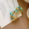 2026 Nuevos Pendientes Populares Azul Turquesa, Nuevo Estilo Chino Retro Fresco Natural Elegante Moda Aretes y Clips para Orejas