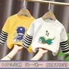 Camiseta de manga larga para niño, capa base para niños medianos y mayores, ropa interior, camiseta 100% algodón, estilo Primavera/Otoño 2026, top tipo dos piezas falso, atractivo