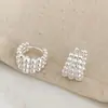 Brincos Únicos em Forma de C com Design Vazado de Três Camadas e Efeito Degradê, Brincos Estilosos para o Dia a Dia