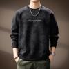 Sudadera de Moda Retro Americana de Gama Alta con Estampado de Letras Tie-Dye para Hombre, Nuevo Estilo Otoño, Peso Pesado, Cuello Redondo, Versátil de Manga Larga