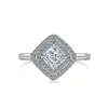 Joyería de Fábrica Juego de Tres Piezas de Plata de Ley S925 de Lujo con Microincrustaciones de Diamante de Alto Carbono Cuadrado, Pendientes, Collar y Anillo
