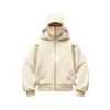 Sudadera con capucha de color claro de moda para primavera/otoño, para hombre, con forro polar, cremallera y diseño de capucha de doble capa