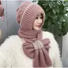 Gorro de Lana Tejido Cálido para Otoño e Invierno para Mujer, Gorro con Protección para los Oídos para Mamá Ciclista, Gorro Integrado con Bufanda, A Prueba de Frío