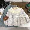Camisa de base forestal para niñas, primavera y otoño, estilo occidental, vestido de otoño para niñas, top floral para niñas, camisa de manga larga de otoño