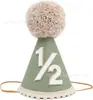 Chapéu de Aniversário de Bebê Fofo Transfronteiriço Verde Claro Chapéu Pontudo de Meio Ano Chapéu de Decoração de Festa de Aniversário Decoração de Local Venda por Atacado