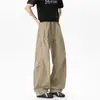 Pantalones de trabajo retro americanos de pierna curva, estilo de pierna recta holgado para hombre, colección otoño 2026, pantalones anchos casuales de moda