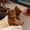 Zapatos Botines Apilados Retro Botas Martin Slip-on Tacón Grueso Punta Nueva Gamuza Botas de Media Caña Caballero Otoño Invierno 2026