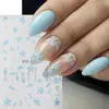 Pegatinas Transfronterizas para Uñas Nuevas Ins Primavera y Verano Flores Pequeñas Azules y Blancas Frescas con Estambres Dorados Pegatinas Adhesivas para Uñas