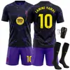 2627 Camisa de Futebol do Barcelona Número 10 Yamal Messi Aparência Roupa de Treino Padrão Pedra Roxa Camisa Mamba Negra