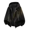 Chaqueta de cuero con capucha genial para hombres y mujeres, silueta holgada, prenda exterior con cremallera, top casual elegante y atractivo, estilo americano
