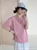 Camiseta de manga corta con cuello redondo, holgada, estilo coreano, para mujer, top básico casual versátil, corte ajustado, directo de fábrica