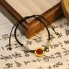 Novo colar chinês imitação ágata vermelha fivela pingente colar nacional moda antiga luz luxo alto grau contas tecido colar