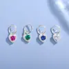 Prata Pura 999 Zircônia Colorida DIY Coração Pingente Pequeno de Prata Esterlina Pulseira Colar Brincos Acessórios de Joias de Prata Atacado