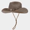 Sombrero de verano retro europeo y americano, sombrero de paja vaquera occidental, sombrero de playa para vacaciones al aire libre, sombrero de Panamá con protección solar.
