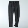 Pantalones Casuales Elásticos de Seda de Hielo Elegantes Personalizados para Hombres Jóvenes y de Mediana Edad en Verano Delgados Frescos de Secado Rápido Rectos de Negocios