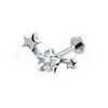 Pendientes de Aleación de Titanio Astmf-136 con Forma de Estrella y Circonita Pendientes de Titanio G23 con Rosca Interna Joyería Tachuelas para Labio Tachuelas para Cartílago