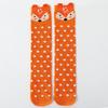 Meias de Cano Alto para Meninas com Listras de Animais, Meias de Cano Alto Infantis, Meias de Bezerro de Cano Alto de Raposa, Série Animal Roxa e Rosa