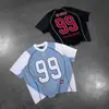Estilo Novo de Verão Moda de Rua Americana Estampa Digital Solta e Versátil Esportiva Manga Curta Cor Contrastante Camiseta