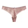 Tanga sexy de estilo europeo y americano de cintura baja con lazo de encaje, bragas triangulares calientes de tentación pura para mujer N28