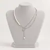 Collar con colgante de moneda con cabeza de reina de perla sintética punk de diseño transfronterizo europeo y americano para mujer, diseño de nicho para chica popular en Instagram