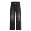 Jeans Masculino Parker Multi-Lightning High Street Americano Marca da Moda Casual Versátil Reto Solto Celebridade da Internet